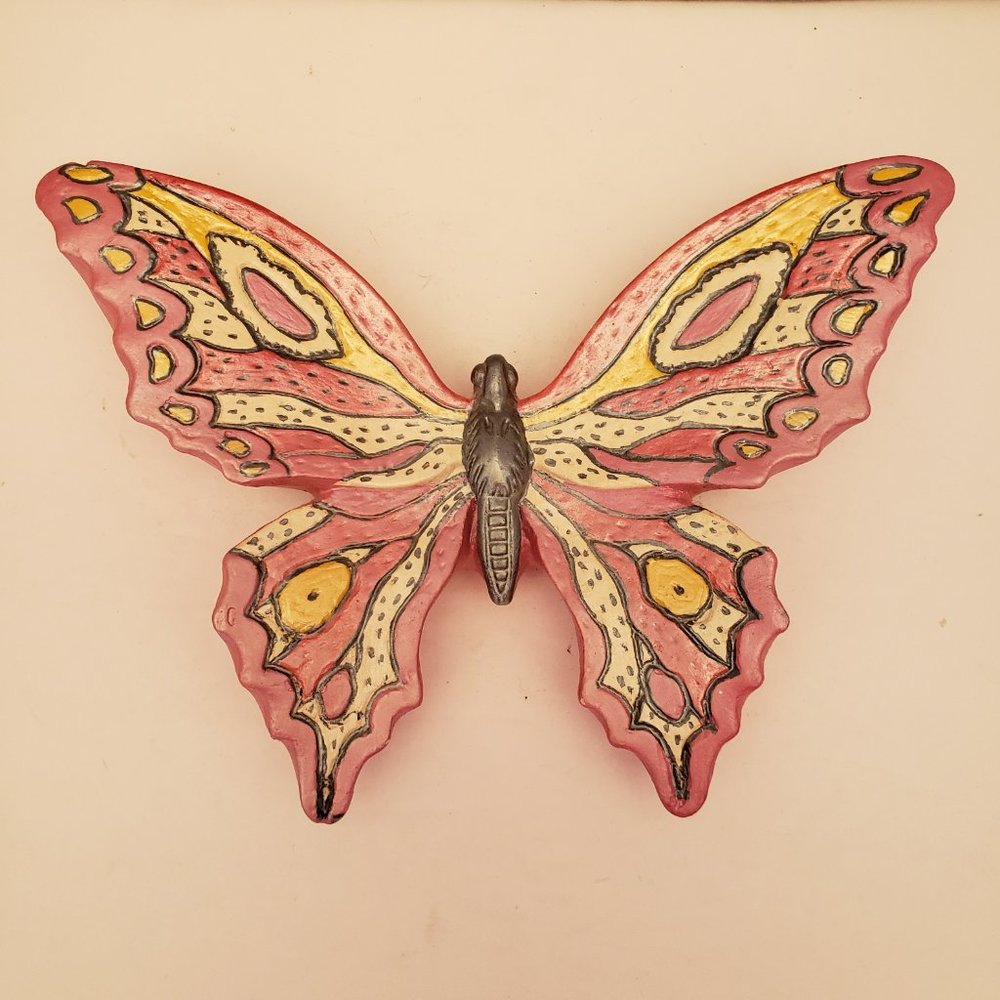 Vintage Chalkware Plaster Butterfly Wall Art